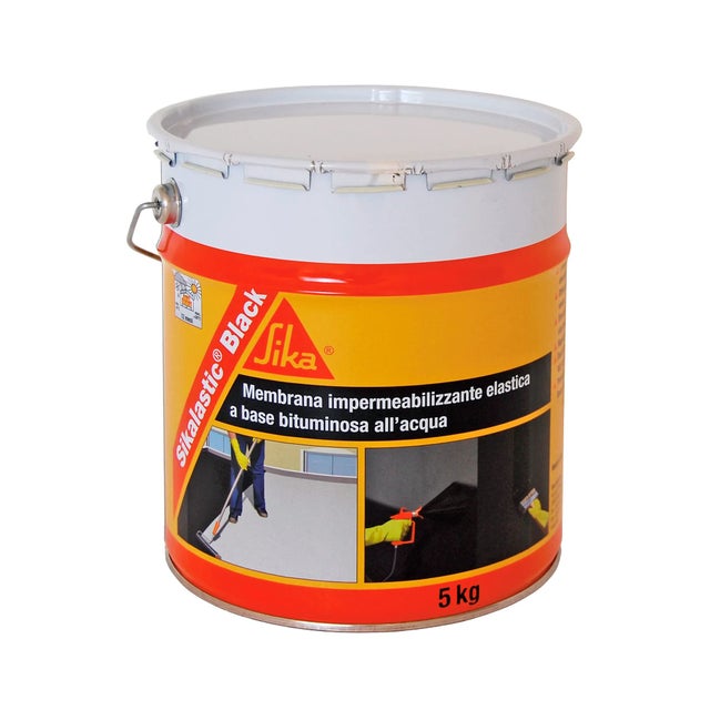SIKA - Membrana bituminosa liquiva - Sikalastic Black, Nero - Protezione forte e flessibile per muri contro terra - Facile da applicare con pennello o