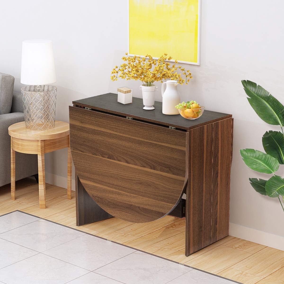 Stół do jadalni składany, stół kuchenny z drewna, stół do jadalni dla 4-7 osób, obciążenie do 60 kg, do małych pomieszczeń, 163 x 80 x 75 cm - 8