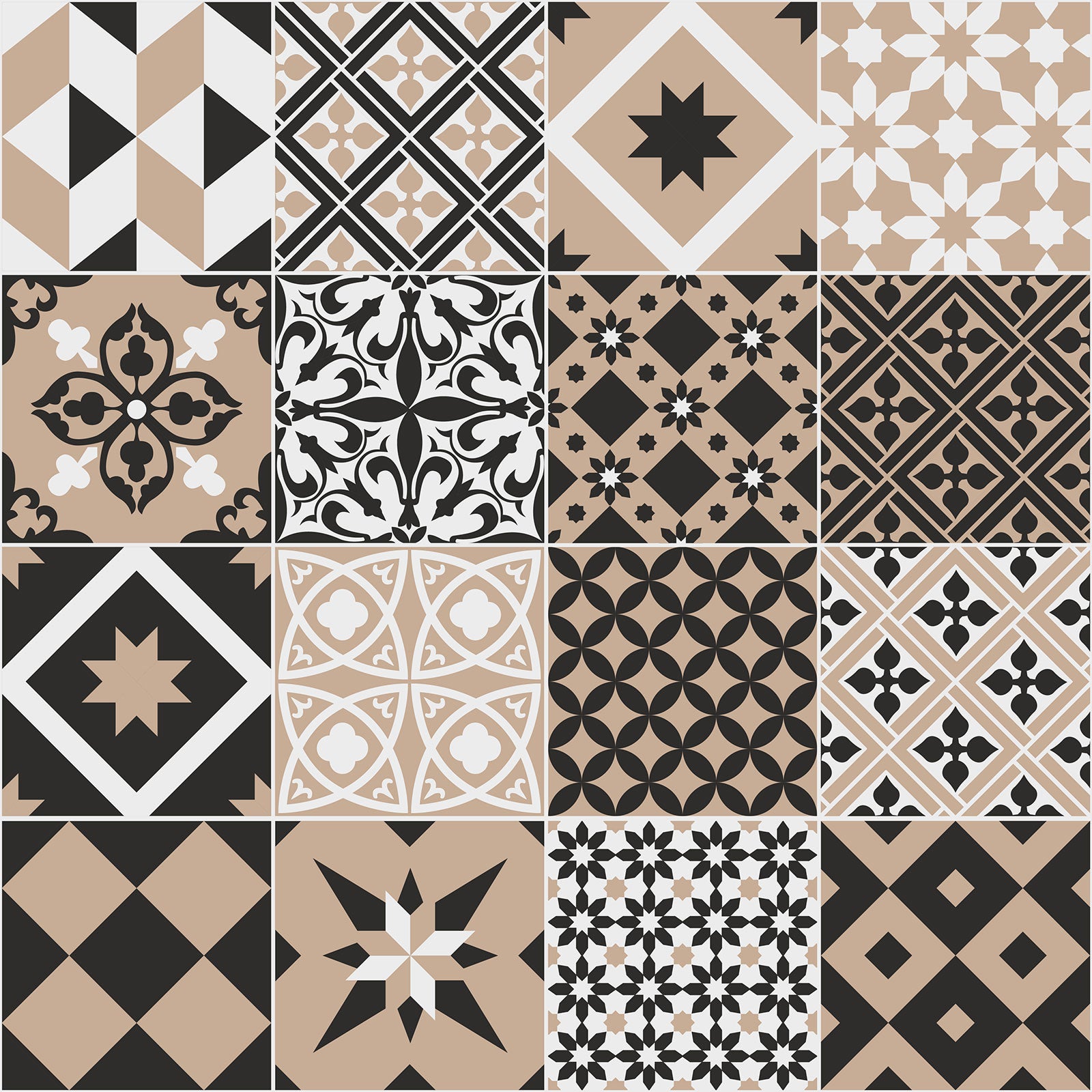 Crédence adhésive sticker décoratif pour cuisine - Effet carreaux de ciment - Adhésif BRILLANT - 60x60 cm - 2