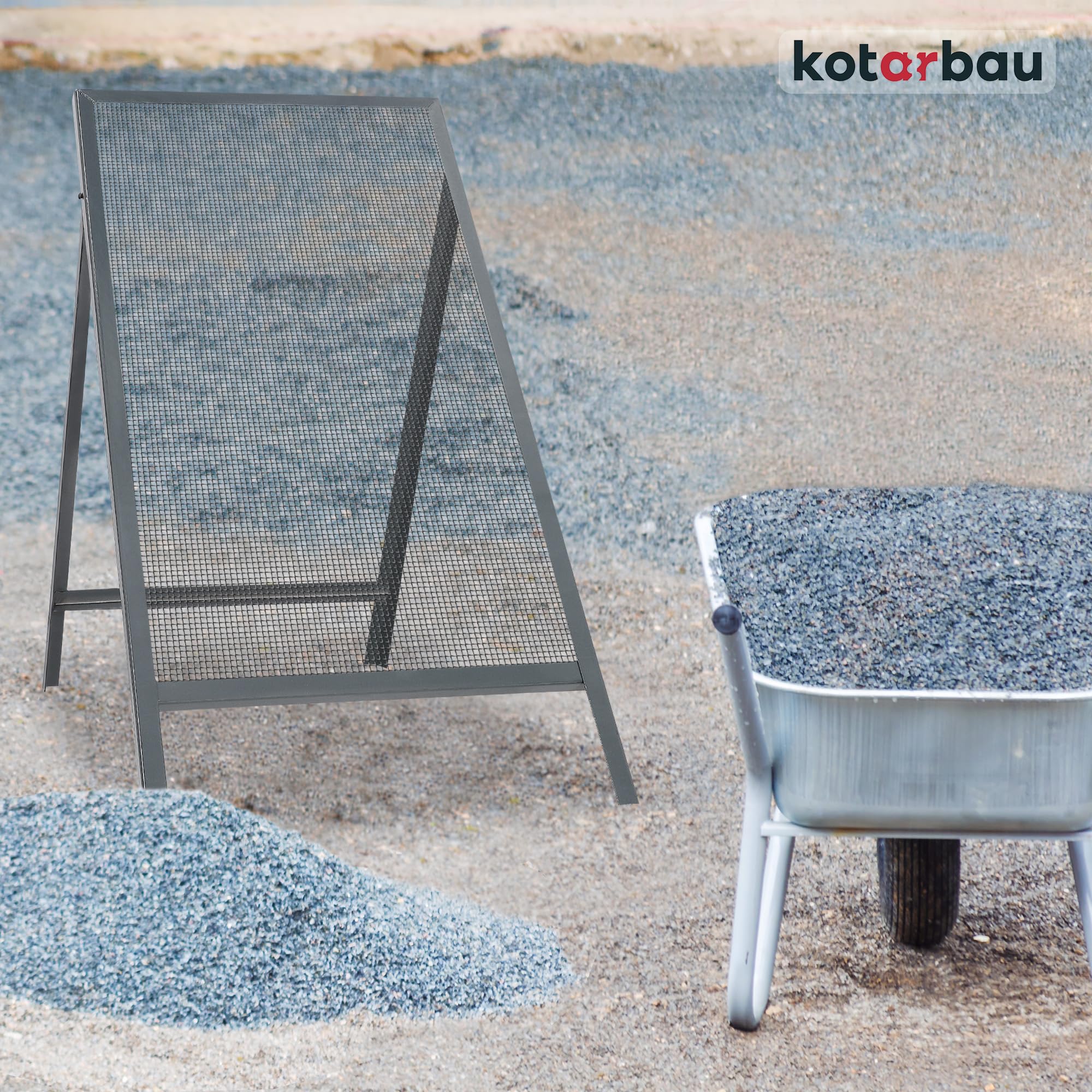 Setaccio da Giardino - 10 x 10 mm - Setaccio Sabbia - Acciaio - 60 x 120 cm - Grigio - per Terriccio - Robusto - Supporto Regolabile - Per KOTARBAU - 5