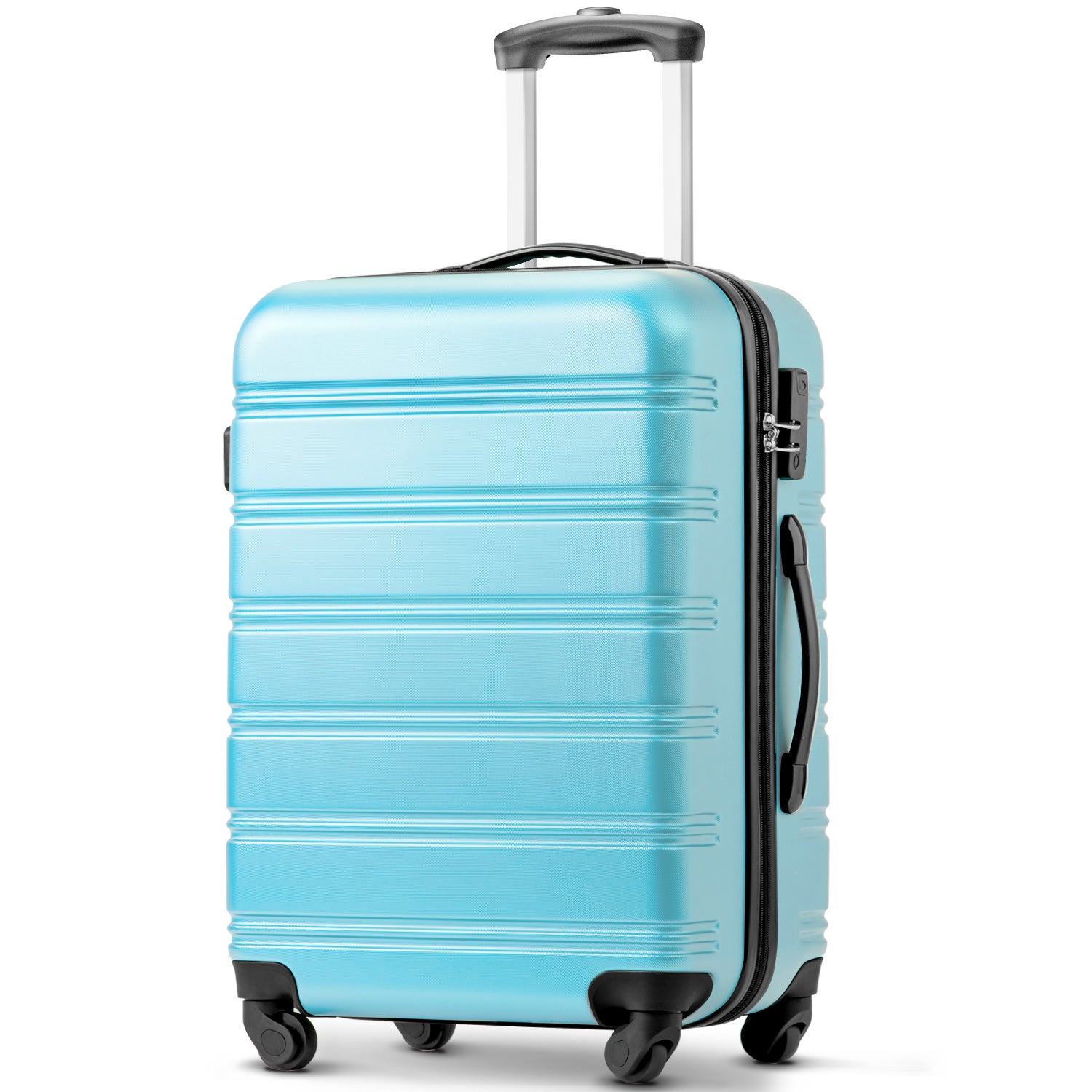 Zelsius Lot de 4 valises rigides en ABS avec serrure à combinaison, doubles roulettes et cloison intérieure - 4 pièces - Trolley - Grande valise, rouge