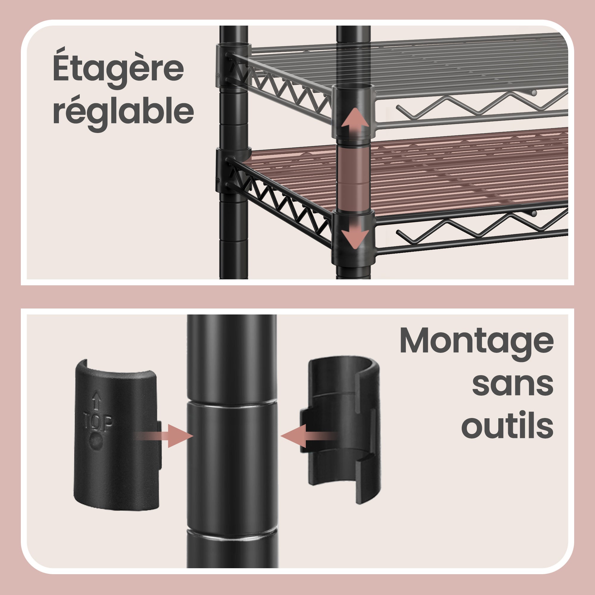 Portant Mobile en Métal, Penderie avec Crochets et Étagères Réglables, pour Chambre, 90 x 40 x 199 cm, Noir - 7