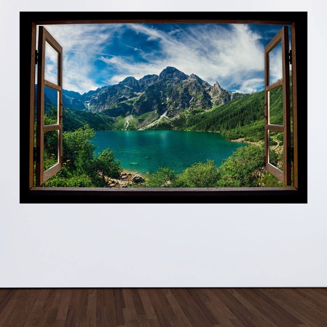 Grand Autocollant Mural Montagne Scandinave - Forêt GA171, Vinyle Amovible, Personnalisable