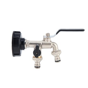 Robinet Double Sortie Jardin Laiton - Connexion 2 Tuyaux Indépendants - Anti-fuite Et Robuste