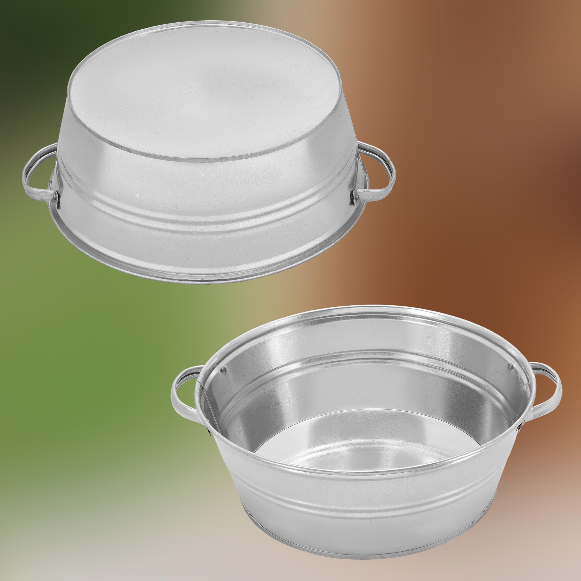 Bac en Zinc pour le Jardin Grand 13 Litres Rond Acier Galvanisé Zinc - Pot de Fleurs Jardin - KOTARBAU - 8