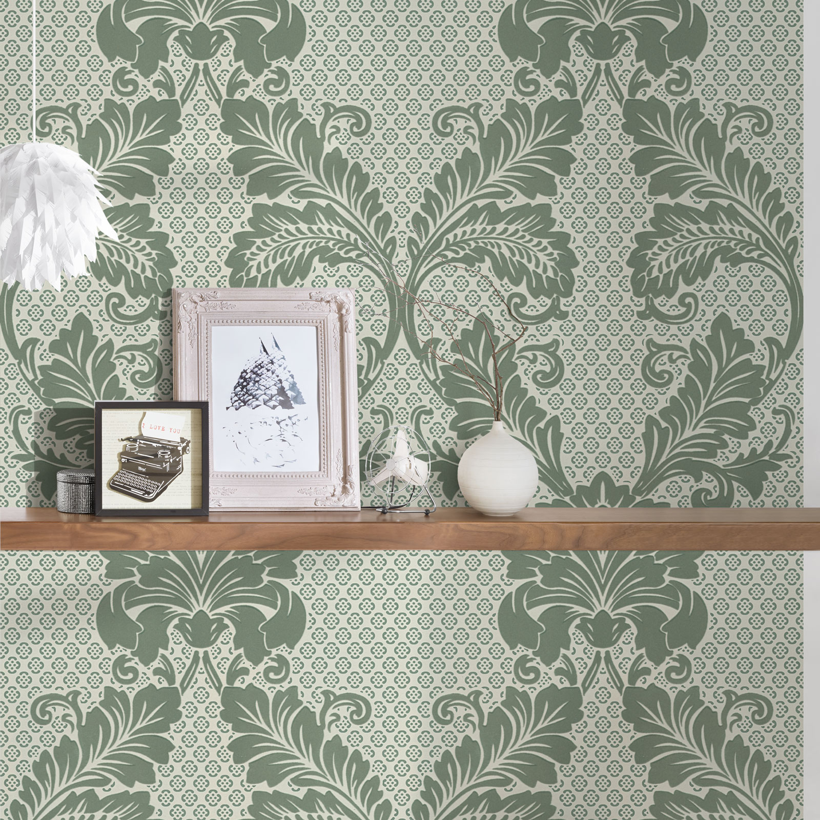 Papel pintado beige con estampado verde papel pintado vinílico con relieve realista papel pintado barroco para interior elegante