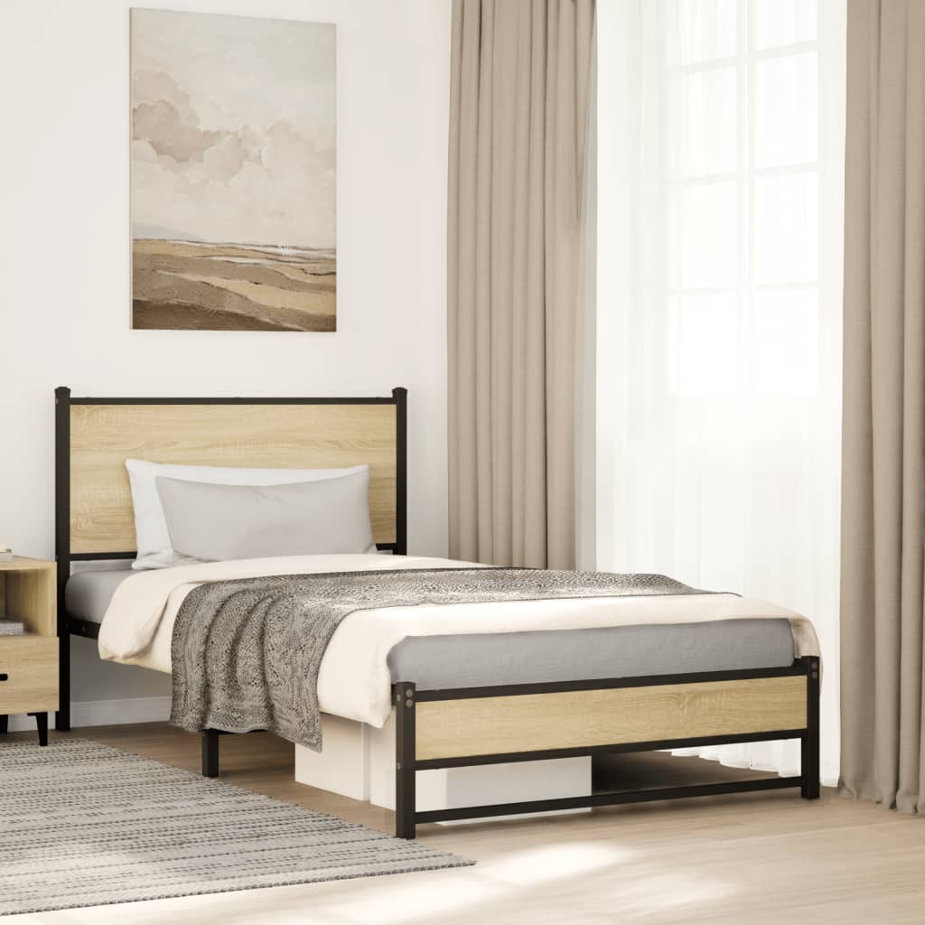 Łóżko Metalowe Czarne Rama łóżka Ze Stelażem Łóżko Do Sypialni Pokoju 100x190 cm