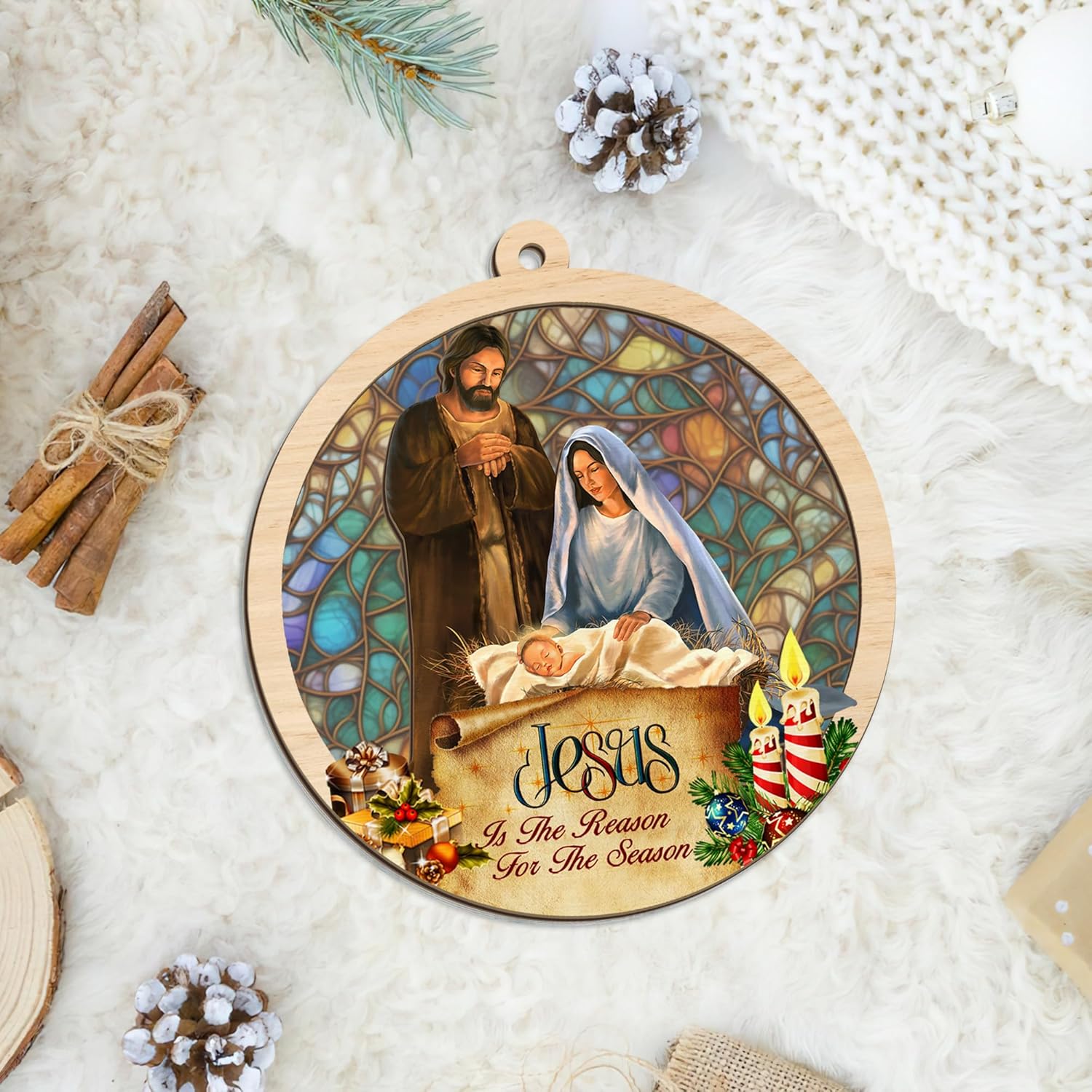 1 pz ornamenti natalizi - regali religiosi, presepe, spirituali, regali di fede cristiana - ornamenti decorativi per l'albero di Natale - 3