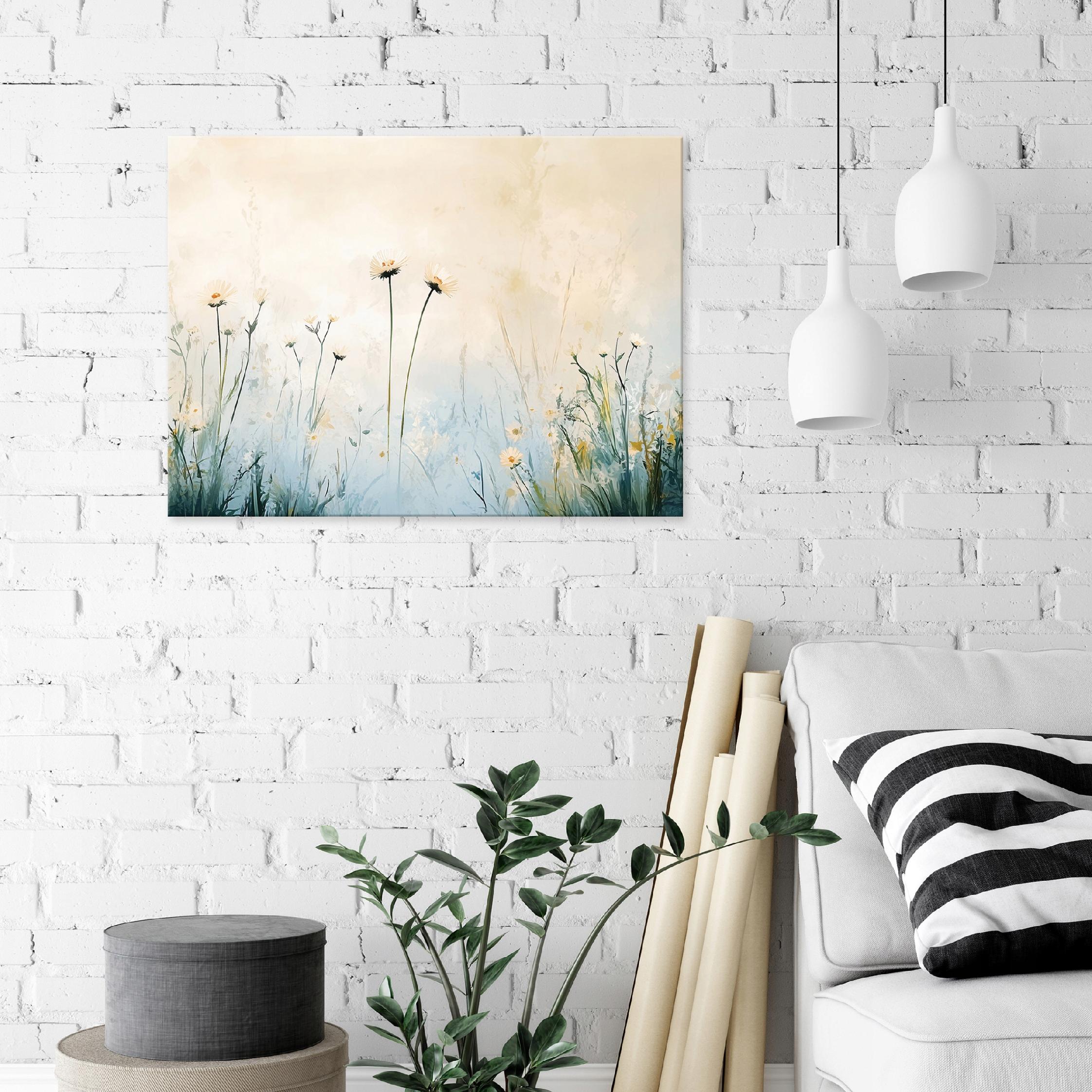 Tableau decoratif fleurs pastels moderne 120x80 cm xxl Impression sur toile décoration murale intissée pour salon chambre cuisine - 2