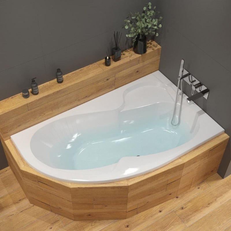 160x100 cm Fortuna Plus baignoire d'angle avec pieds, Acrylique, Droite, Blanc (FO1600PPLUS-SET) - 3