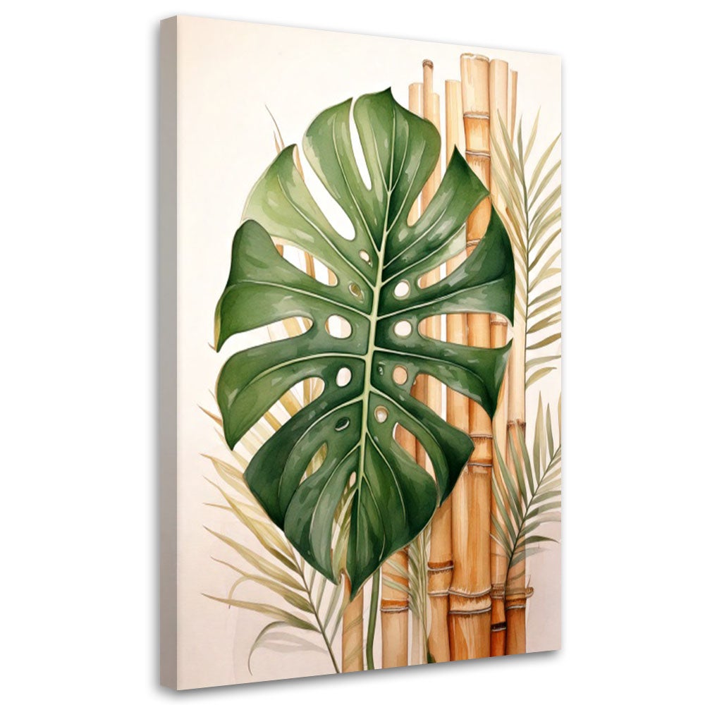 Obraz do salonu sypialni monstera liść bambus tropikalny 60x90