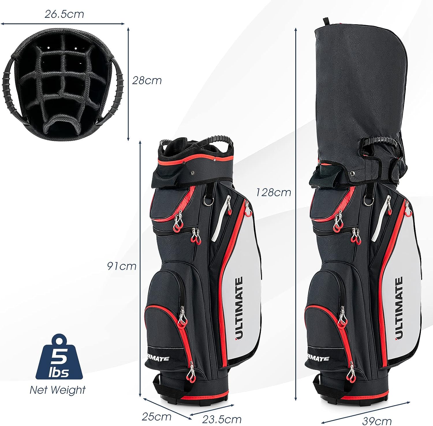 Bolsa de Golf para Carro, Ligera,14 Divisores, Bolsillos