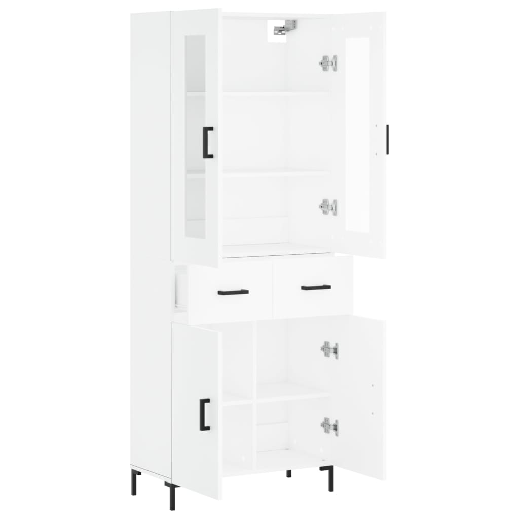 Buffet haut Blanc 69,5x34x180 cm Bois d'ingénierie - 4