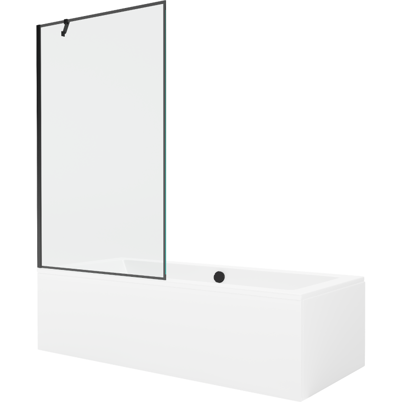 Mexen Cube wanna prostokątna 170 x 80 cm z obudową i parawanem 1-skrzydłowym 100 cm, czarny wzór - 550517080X9510007070
