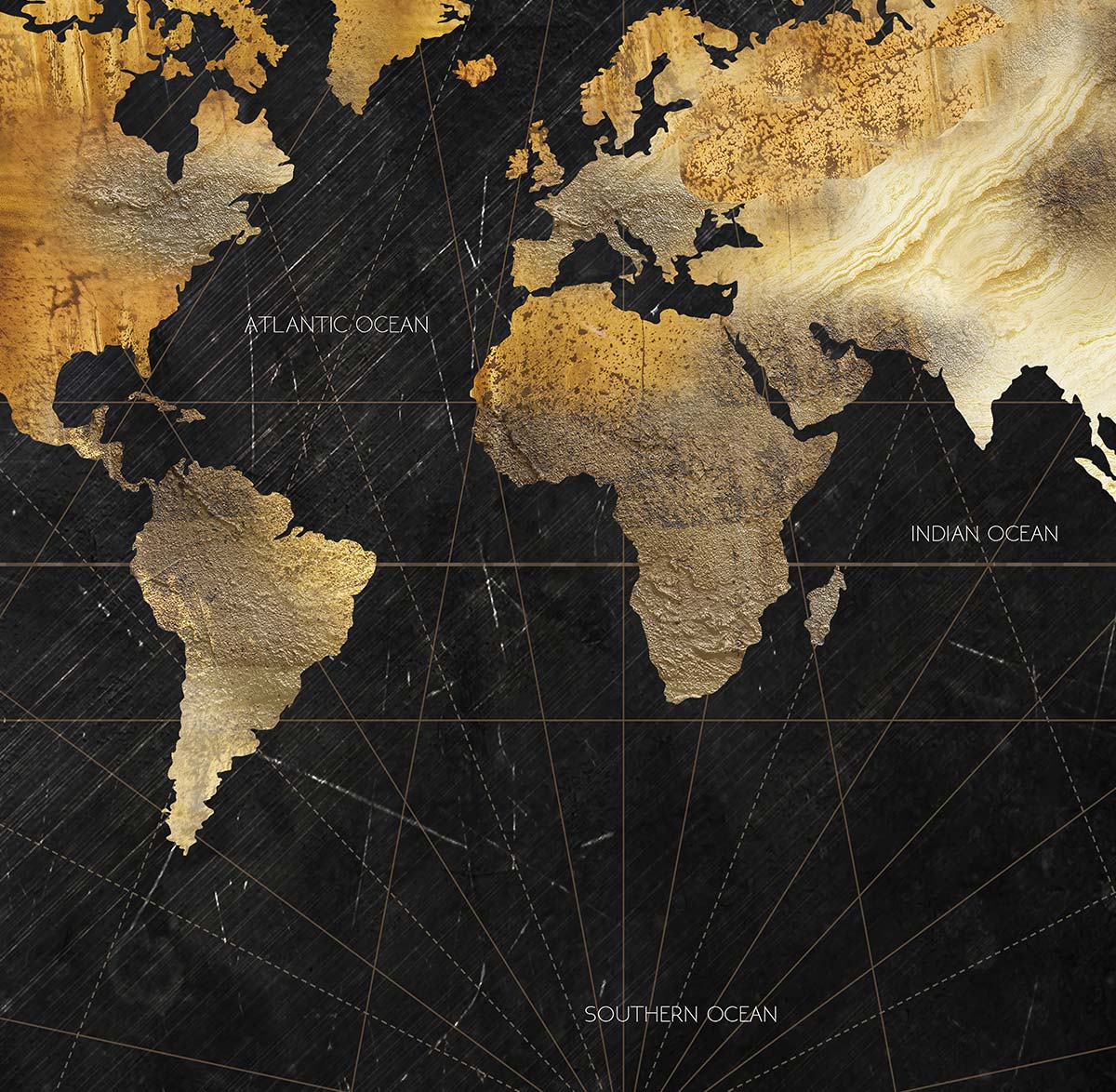 Tableau carte du monde dorée - 90x60cm - 3