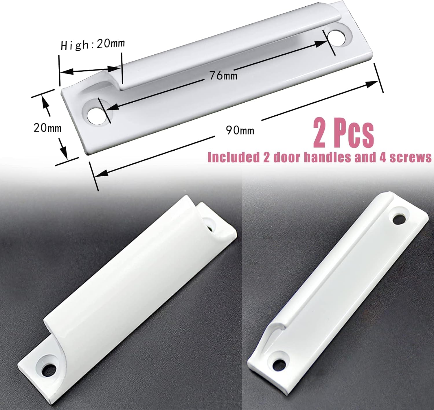 2 Maniglie Per Finestre In Alluminio Bianco - Maniglia Di Sicurezza Per Porte Finestre E Balconi, Mandrino 7x7 Mm