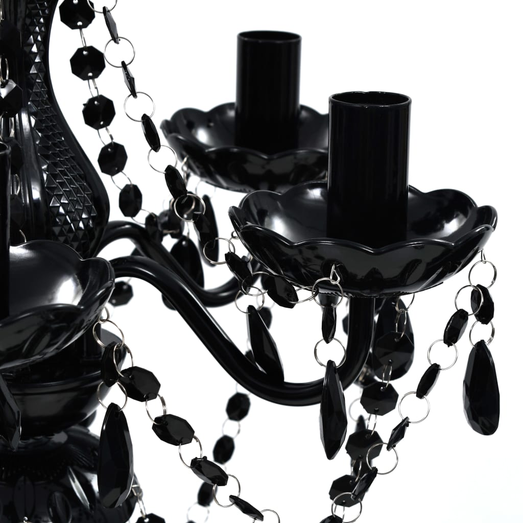 vidaXL Lustre avec 5 ampoules Crystal noir - 4