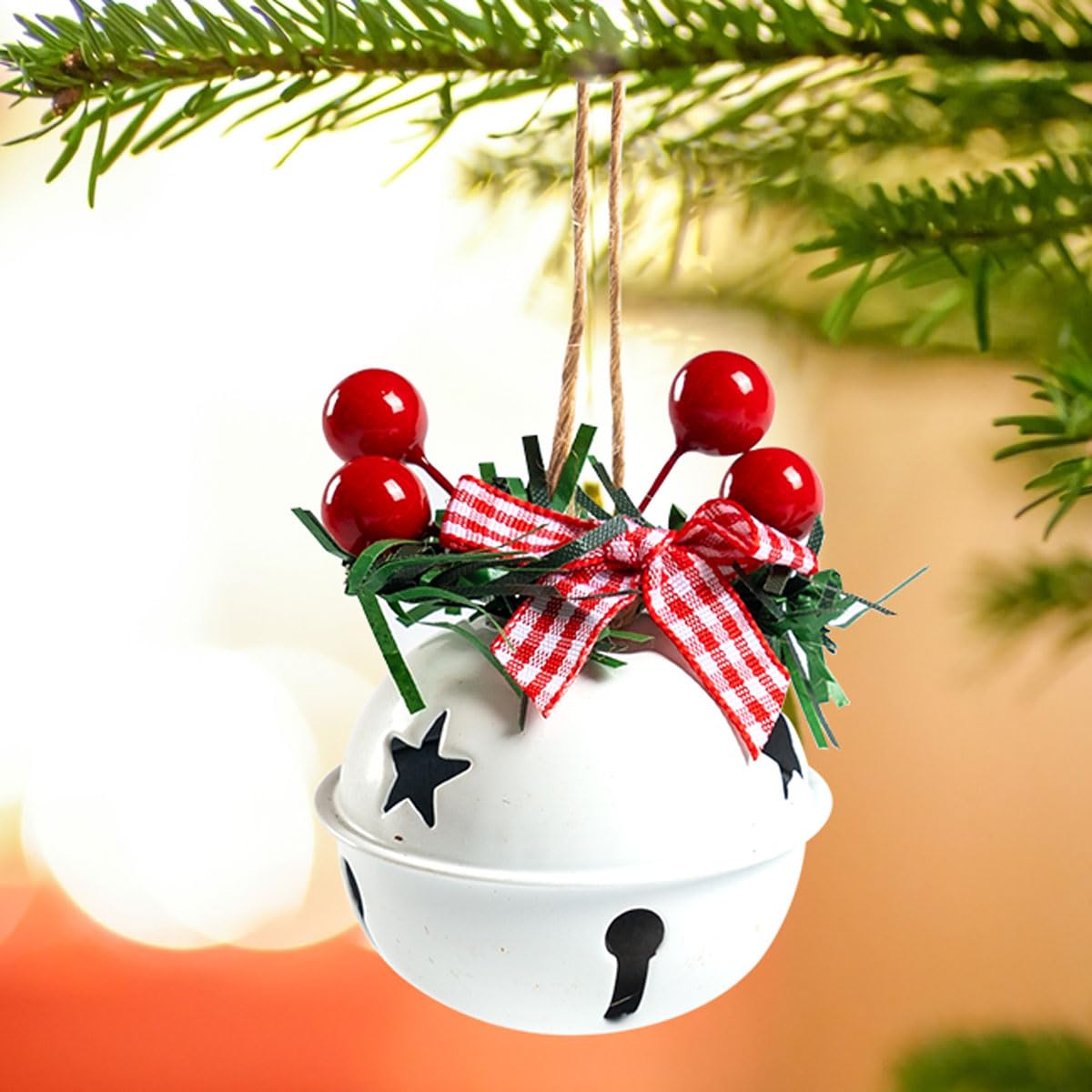 Cloches de noël 6 pièces, clochettes pour décorations de noël, pendentifs de cloche, ornement suspendu en métal - 4