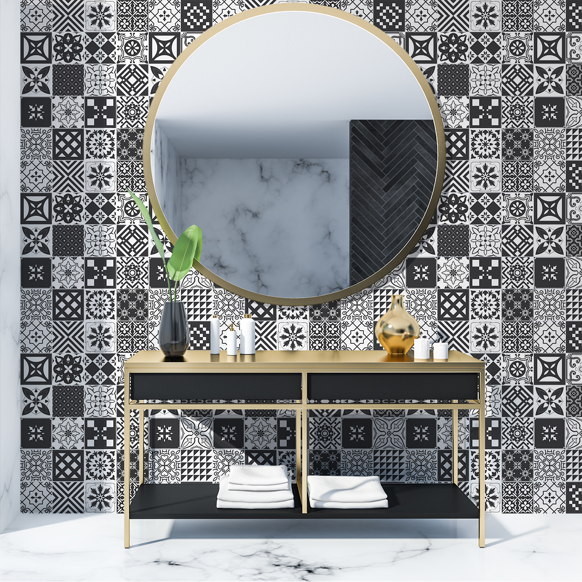 30 vinilos baldosas de cemento azulejos ambrosio - adhesivo de pared - revestimiento sticker mural decorativo - 30stickers10x10cm