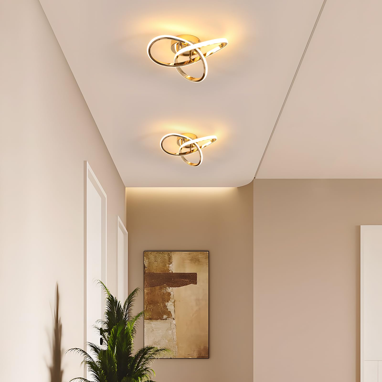 Plafonnier LED, Lustre LED basse consommation, Plafonnier moderne, Luminaire d'allée LED design, 3 températures de couleur (3000K-6000K) - 3
