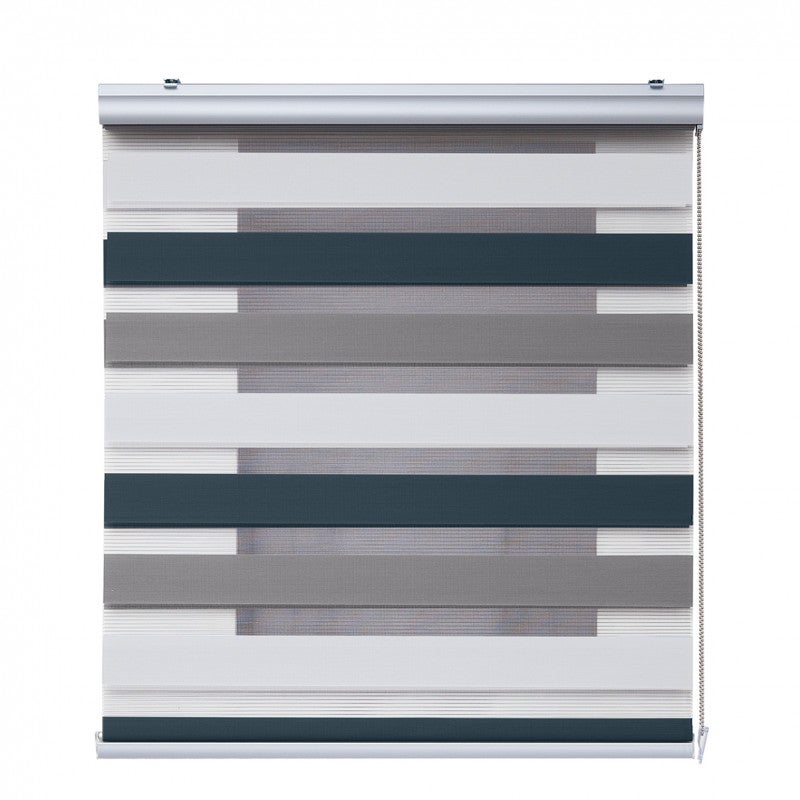 Estores noche y día premium, estor enrollable con acabados de aluminio premium blanco-topo-grafito, 180 x 250 cm