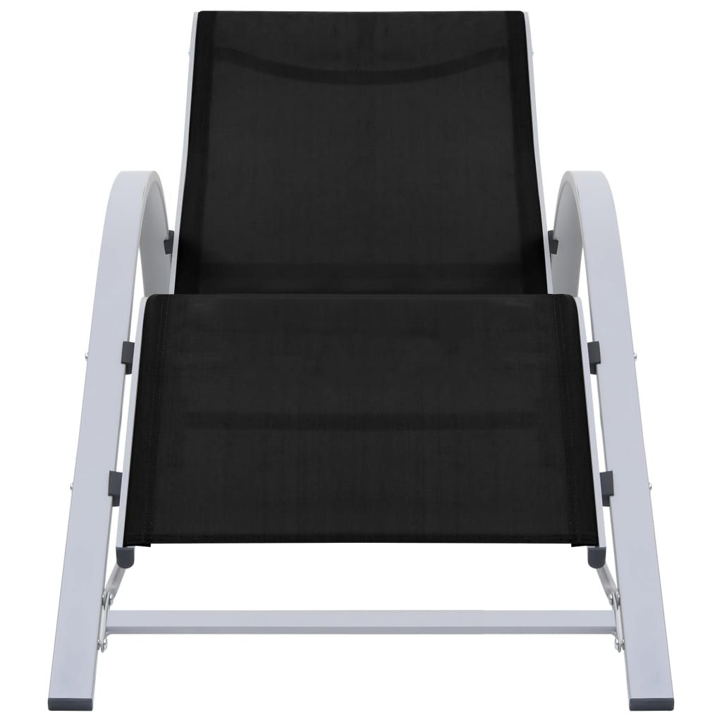 Maison Exclusive - Lettini Prendisole con Tavolino 2 pz in Alluminio Nero - 3