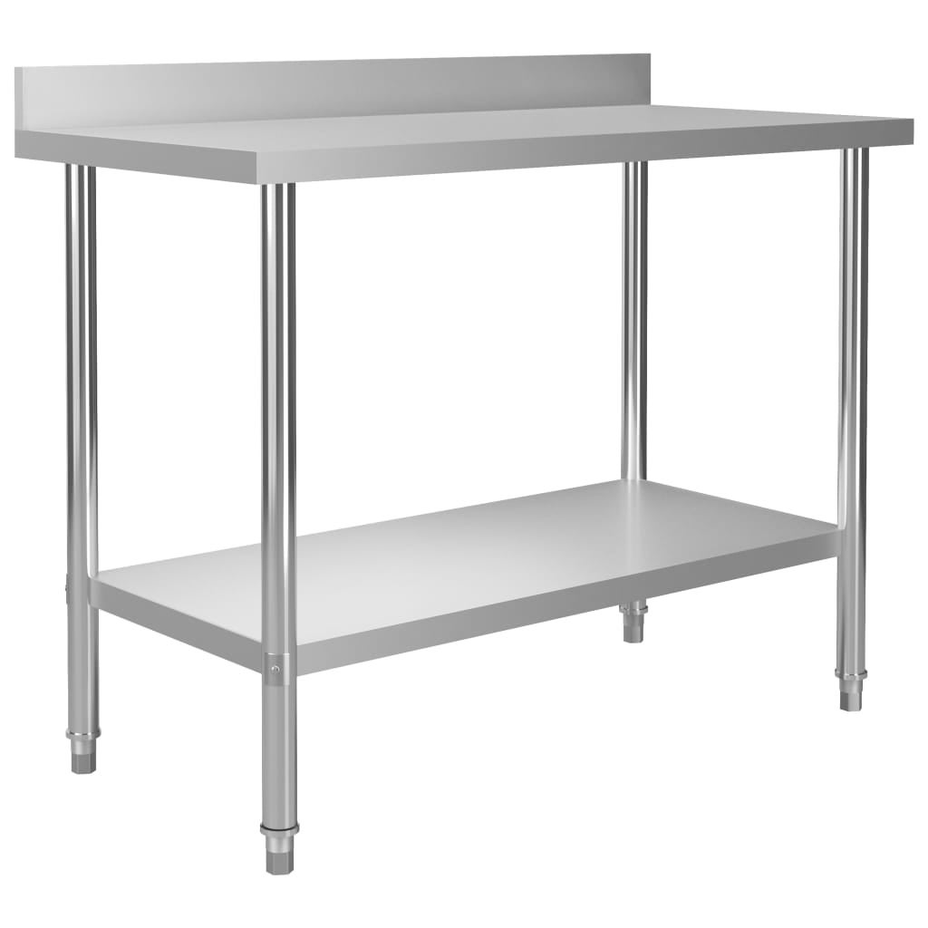 Tavolo da lavoro da cucina con ripiano in acciaio inox 120x60x120 cm - 5