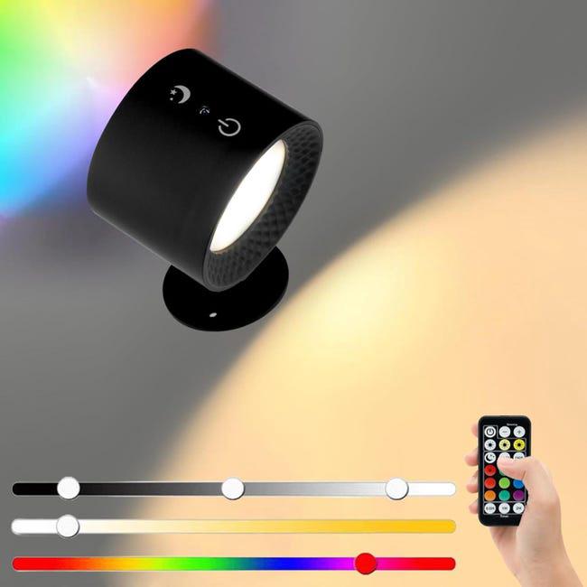 Bezprzewodowa lampa ścienna wewnętrzna lampa ścienna z pilotem lub sterowaniem dotykowym temperatury RGB ładowalna lampa LED obrotowym wyświetlaczem