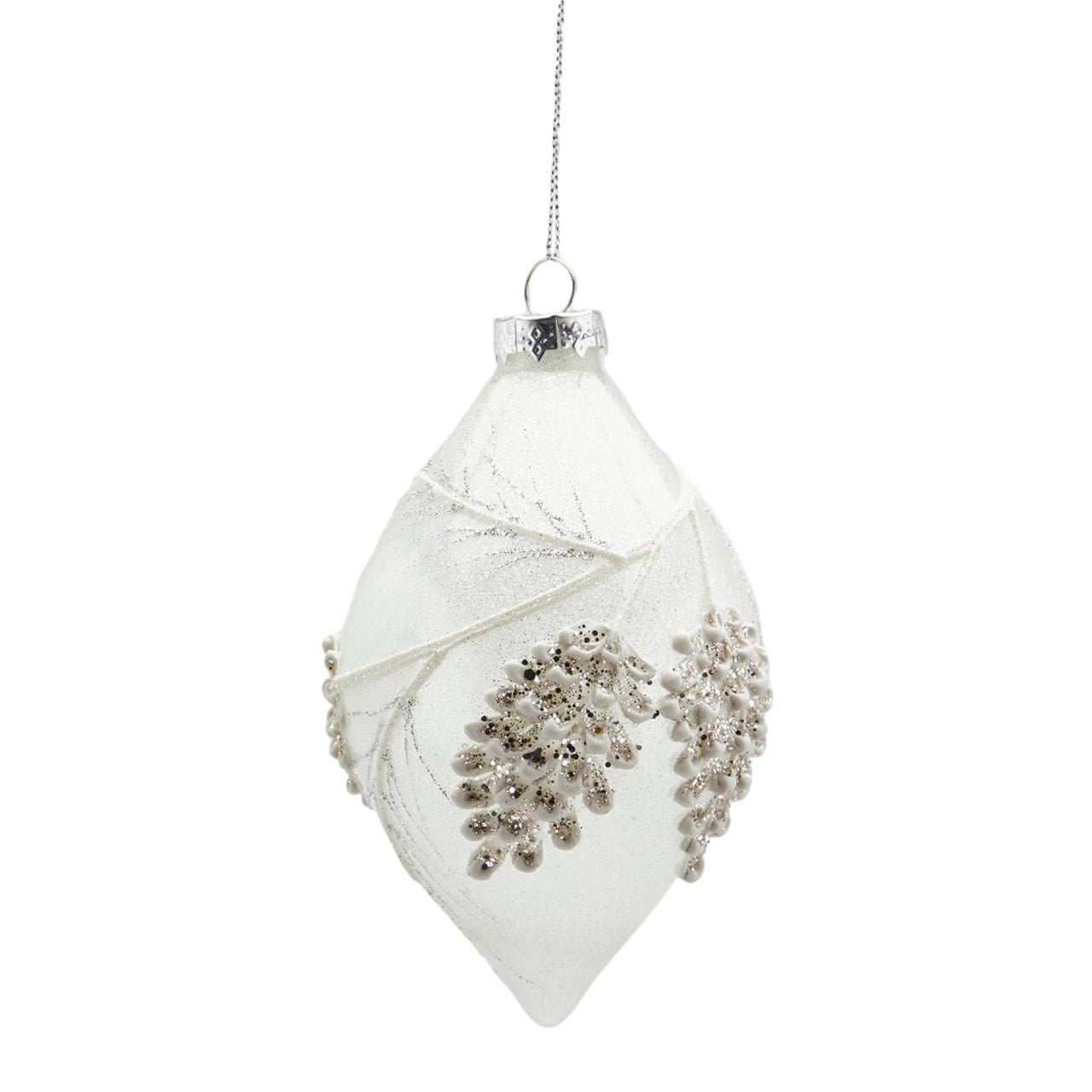 boule-de-no-l-en-verre-d-cor-e-de-c-nes-d-coratifs-blancs-cast