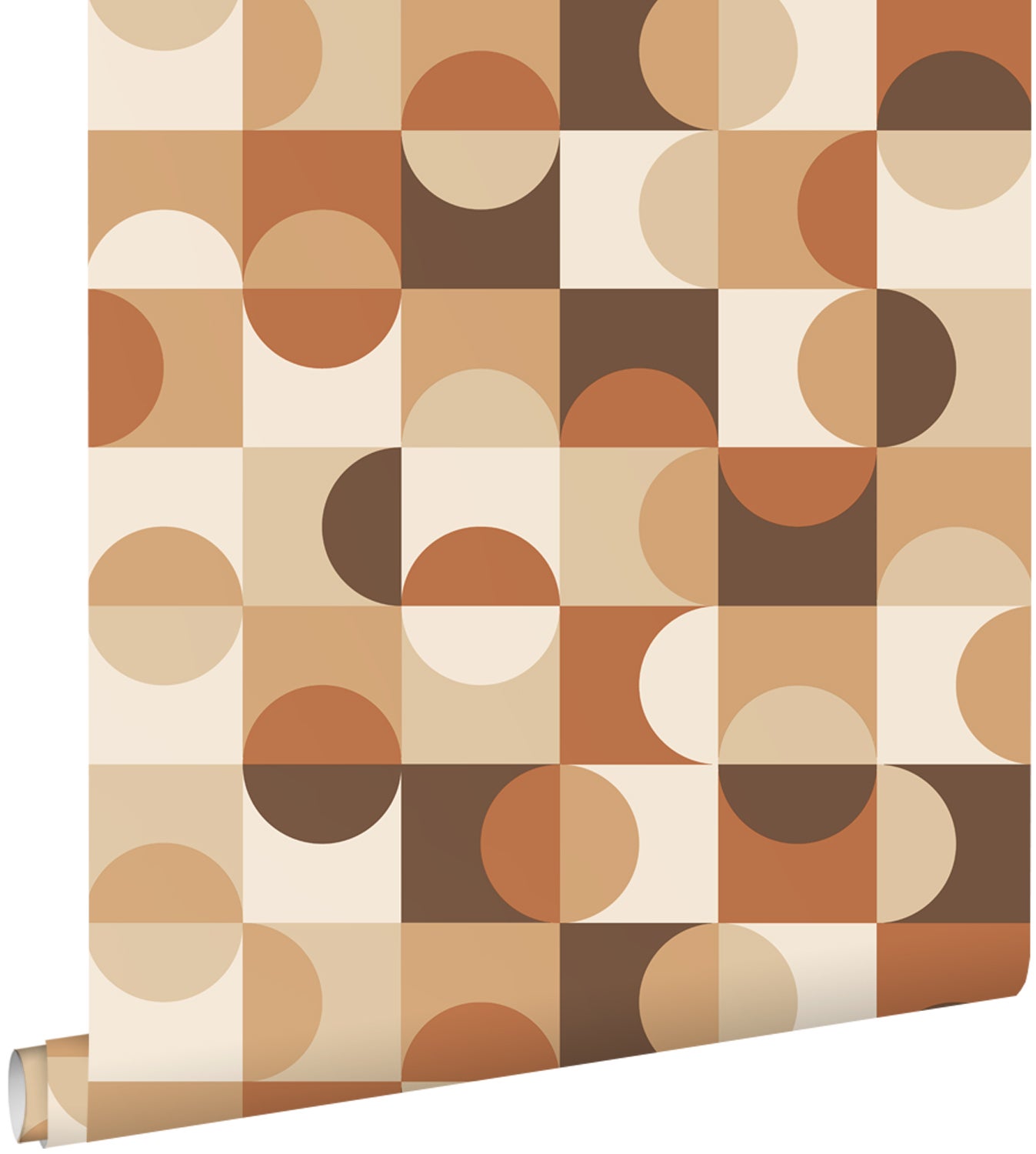 Tapeta koła w stylu Bauhaus beżowymIciemny brąz - 50 x 900 cm - ESTAHOME