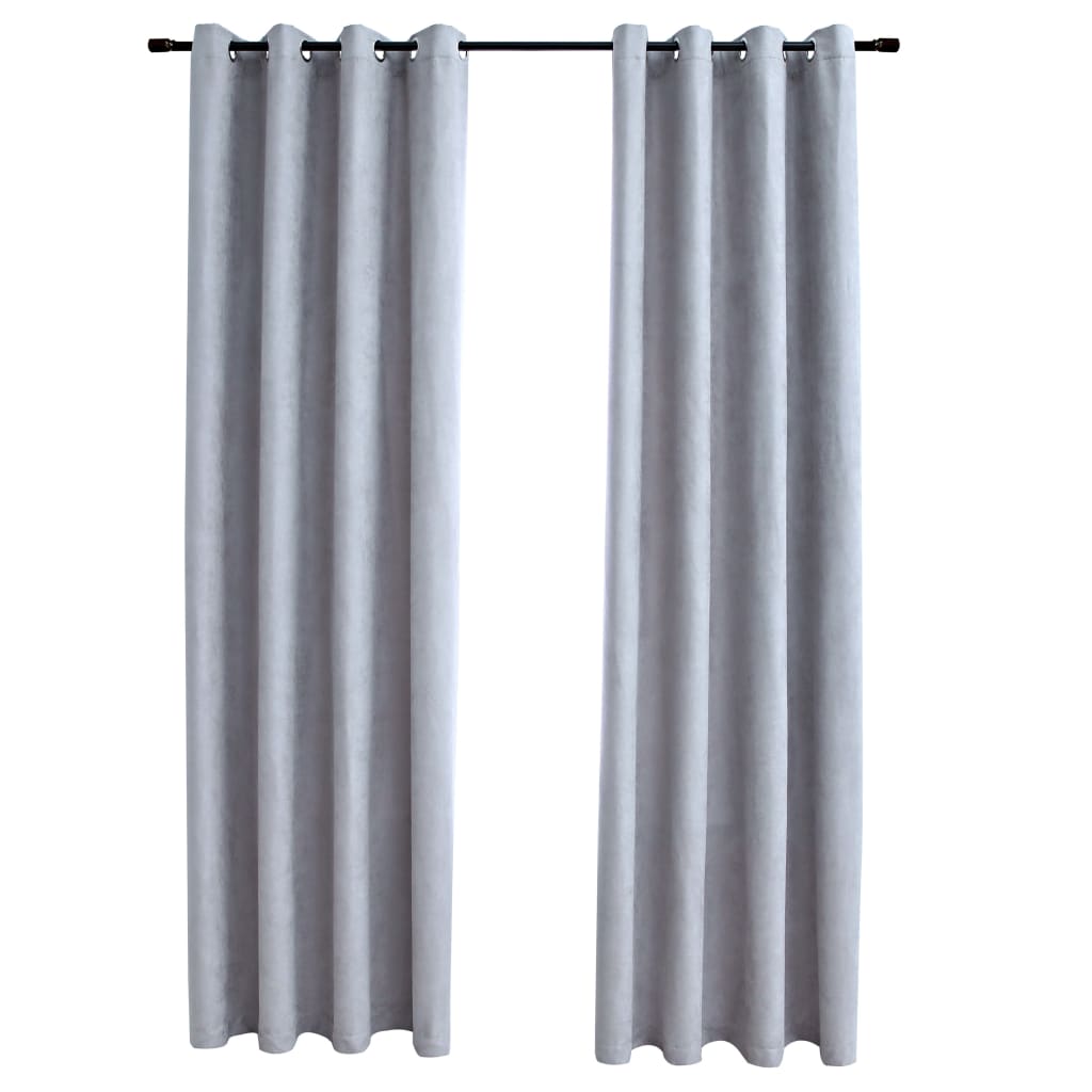 2 piezas cortinas opacas | cortinas oscurantes con anillas de metal gris 140x225 cm cfw31332