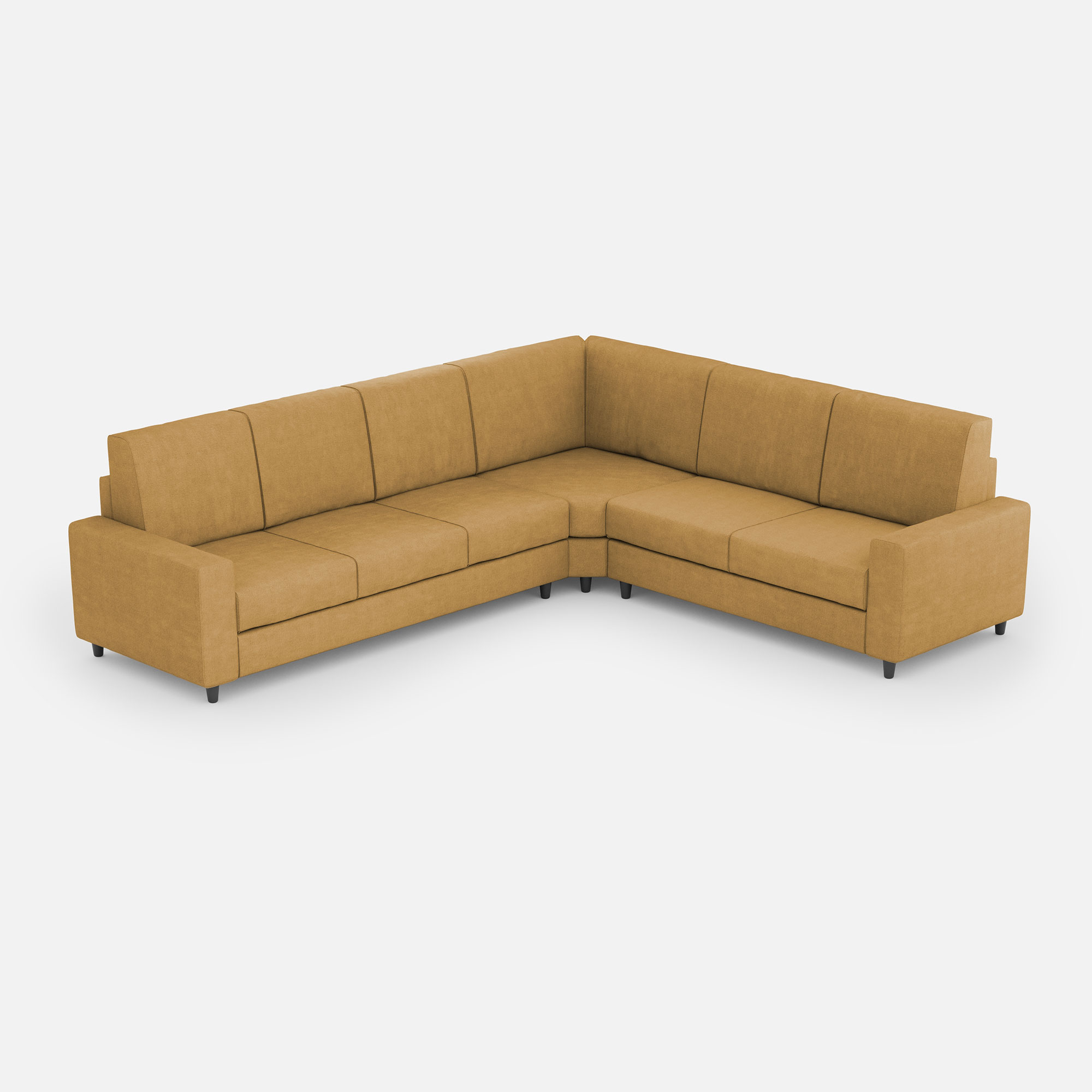 Sofá sakar de 3 plazas (tres plazas de 60 cm) + rincón + sofá de 2 plazas (dos plazas de 60 cm) dimensiones exteriores l.286x226 color ocre