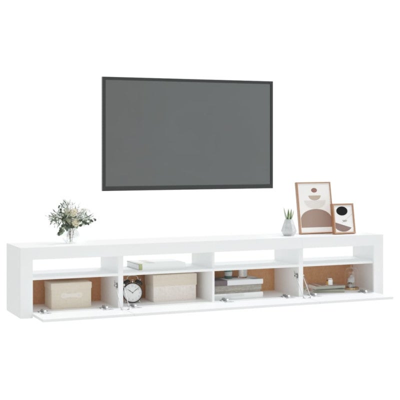 Meuble TV avec lumières LED Blanc 240x35x40 cm - 6