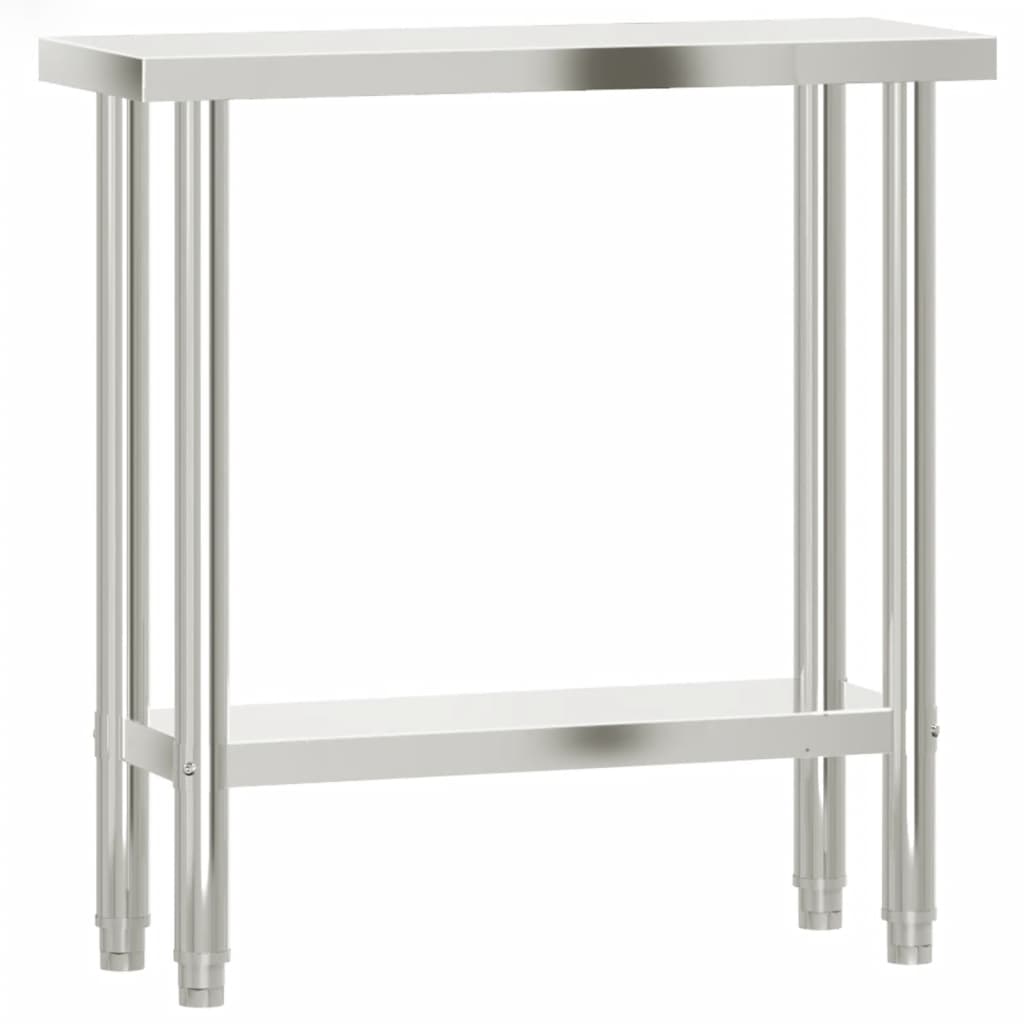 Table De Travail Cuisine Acier Inoxydable 55x30x85 Cm - Avec étagère Basse, Pieds Réglables, Pour Restaurant, Bar, Cuisine Pro
