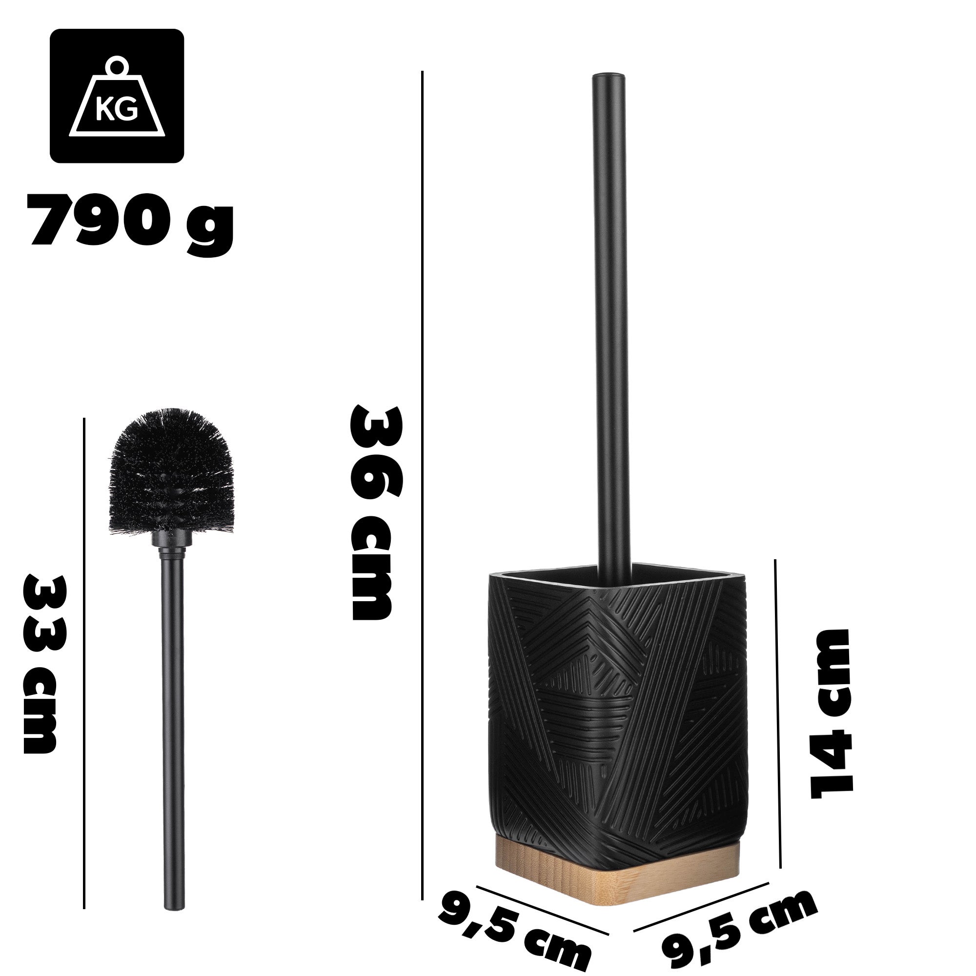 Ripasso da toilette Kadax e contenitore, spazzola per servizi igienici in plastica, set di servizi igienici, supporto, spazzola per il water con manico ergonomico, per bagno, (grigio