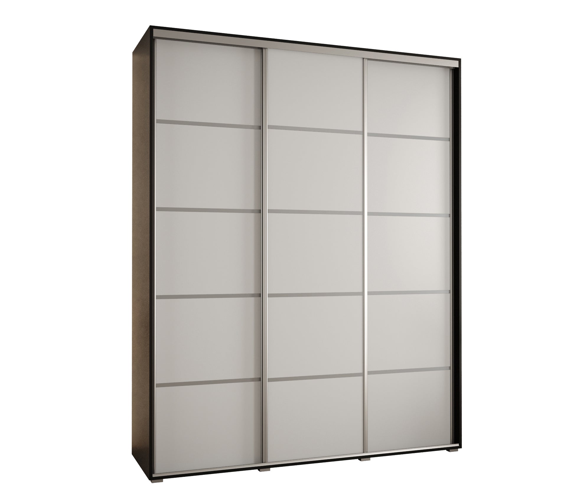 Szafa przesuwna wysoka Davos 4 200 x 45 x 235,2 cm czarny + biały + u. srebrny - Abiks Meble