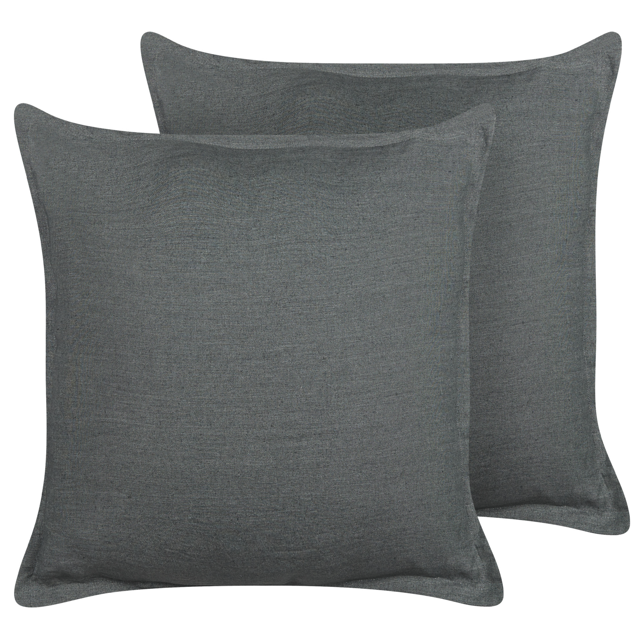 Beliani conjunto de 2 cojines decorativos subulata lino 45 x 45 cm gris oscuro liso