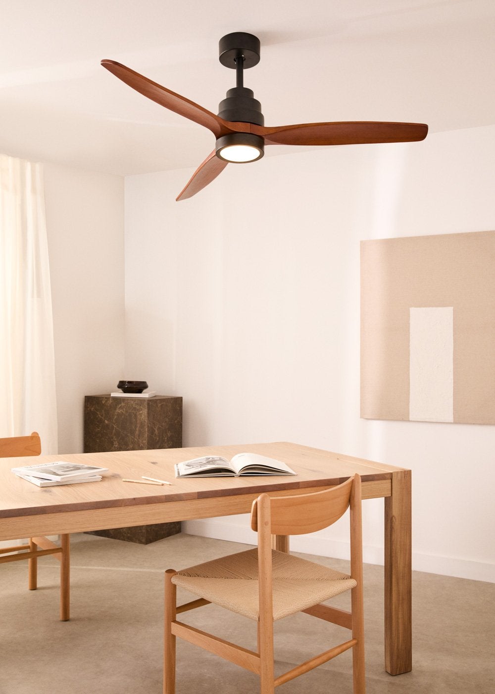 WINDSTYLANCE DC - Ventilateur de Plafond 40W Silencieux Ø132 cm - Avec lumière et contrôleur mural + télécommande - 3