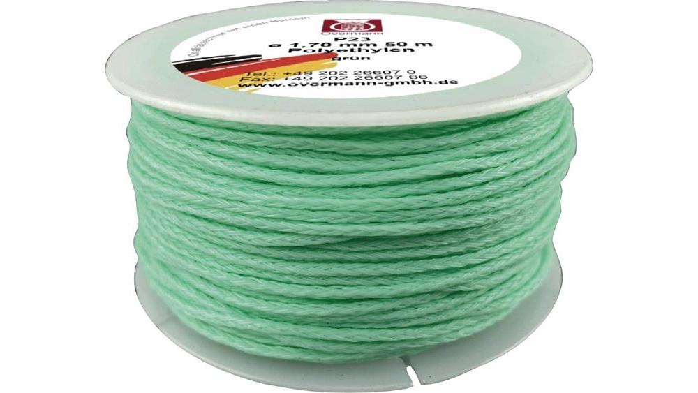Cordeau de maçon, polyéthylène, Couleur : vert, Long. 50 m, Résistance mécanique env. 30,0 kg, Ø : 1,7 mm - 2