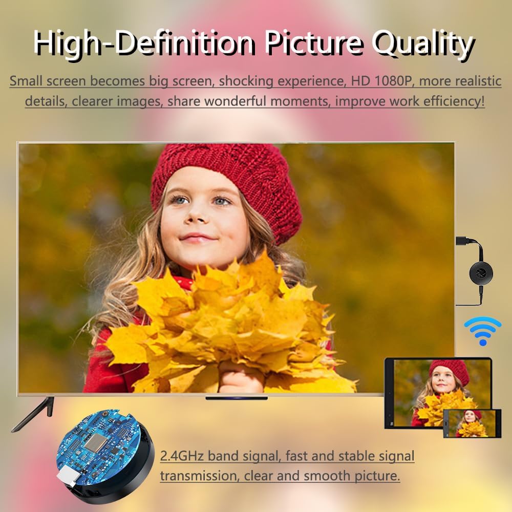 Miracast HDMI Dongle D'affichage Wireless HDMI Display Adapter HDMI Display Dongle WiFi Sans Fil Récepteur Streaming Seurico TV Box pour iPhone/iPad - 2