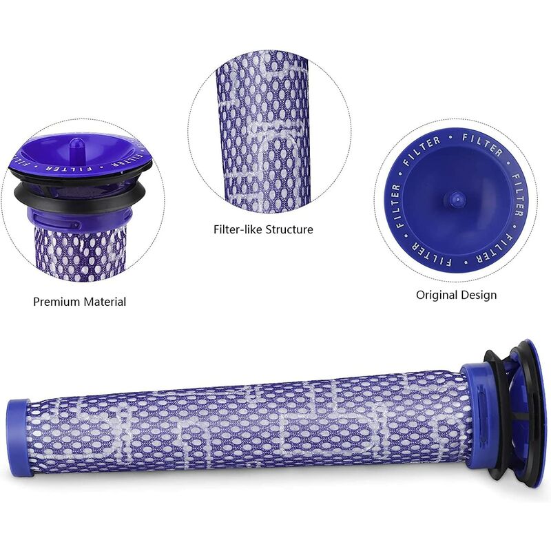 Filtre pour Dyson V8/V7, Filtres de Rechange Lavable pour Aspirateur Dyson V7/V8 Absolute et Animal, Accessoire Aspirateur pour Dyson V8 Avec 2 Post-F - 2