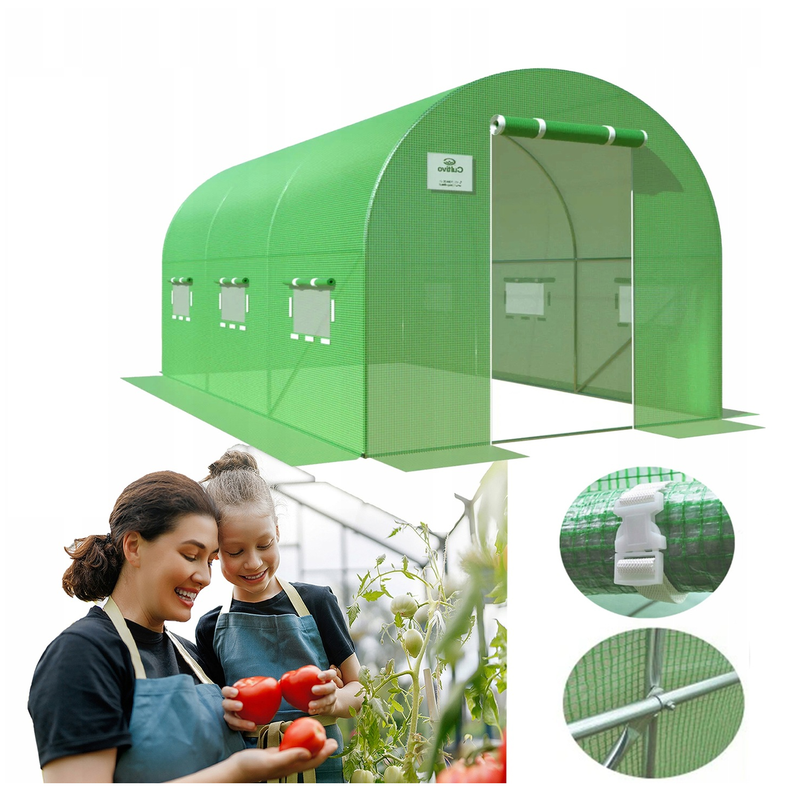 Tunel Ogrodowy Cultivo Foliowy Szklarnia 2x3,5x2 7m2 Zielony Na Warzywa Dodatki 1 szt