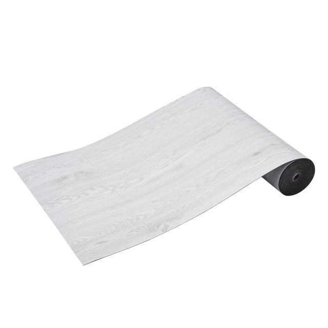 Dalles de sol vinyle autocollantes SucceBuy 390 x 23,6 po,1,5 mm,grain de bois gris clair,à coller et décoller,pour cuisine,salle à manger