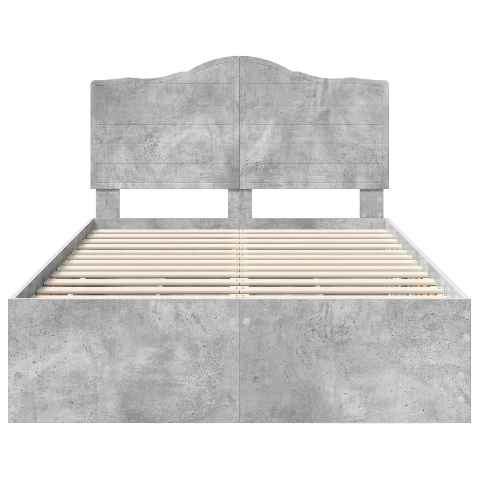 Cadre de lit gris béton en panneau de bois pour la chambre, 135 × 190 cm - 8