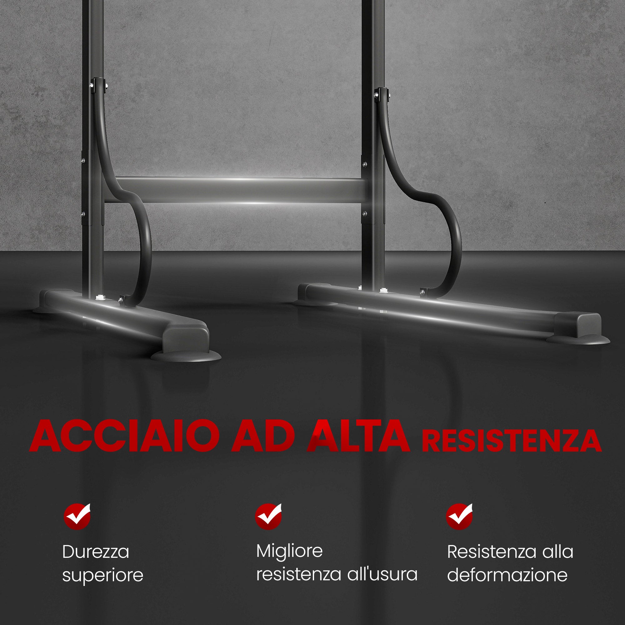 Torre de barra fixa multifuncional altura ajustável 171-219cm estação musculação vermelha - 8