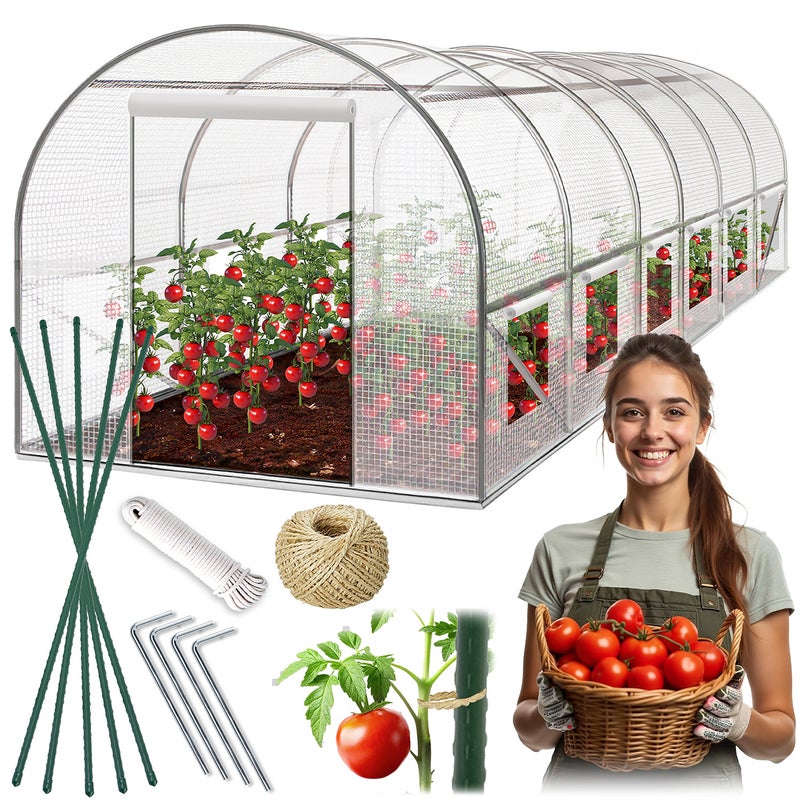 Tunel foliowy ogrodowy szklarnia 3x6xH2m (18m2) biały Plonos 4977-B