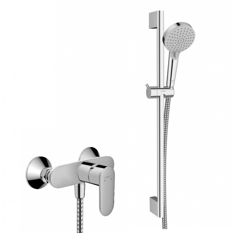 Hansgrohe Vernis Blend Conjunto de ducha grifo monomando teleducha 2 chorros barra 65cm Cromo 71640000 Vernis Leroy Merlin