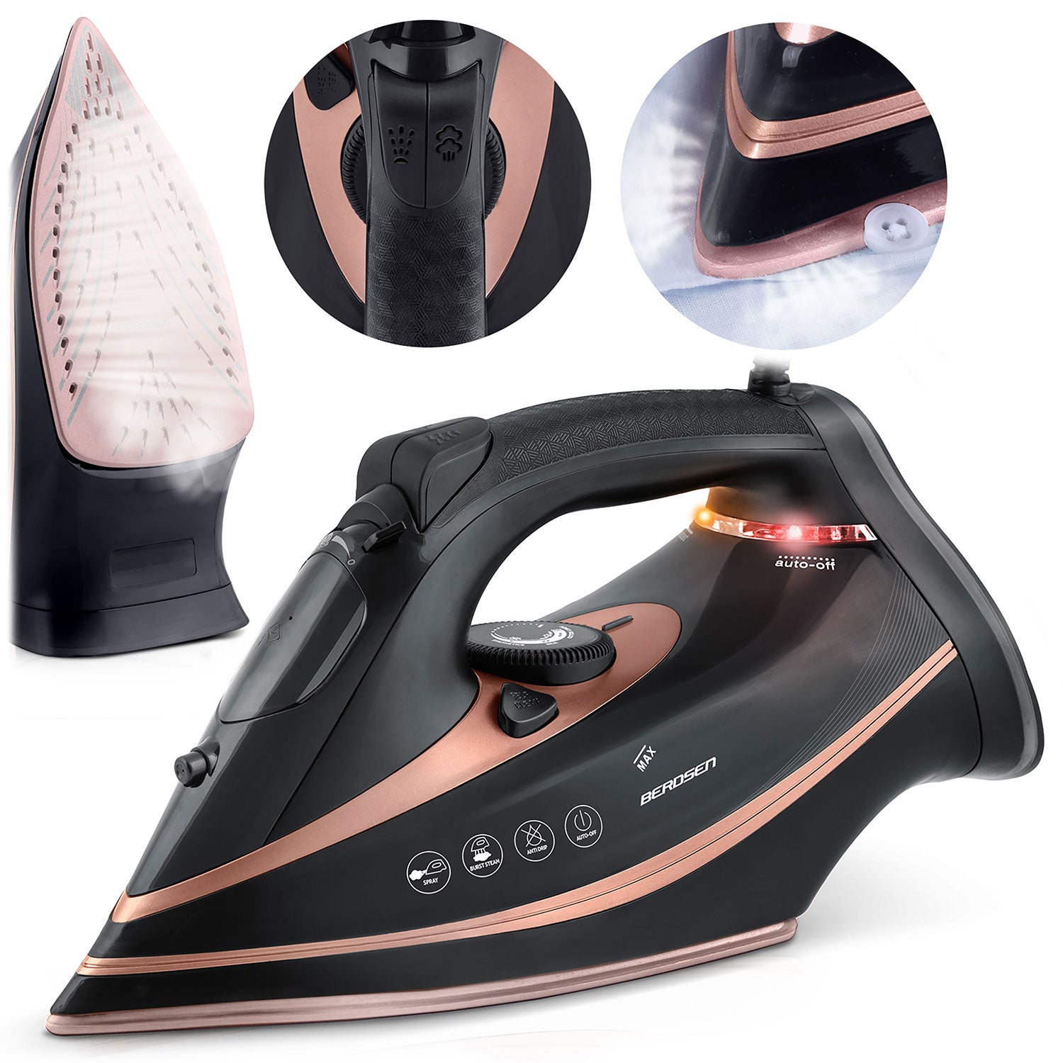 Żelazko parowe Berdsen BD-332 3000W ceramiczna powłoka praca w pionie