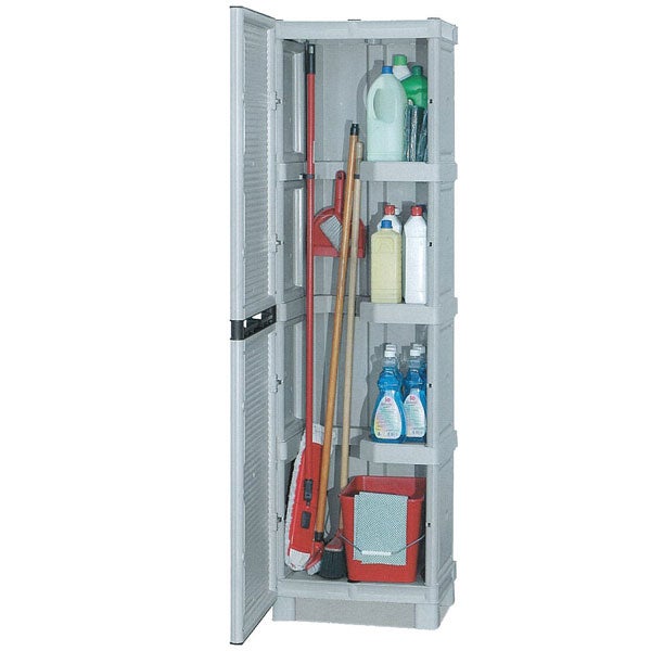 Armadio portascope da esterno con ripiani. Armadietto multiuso da giardino in resina, misure h172x50x39 cm. - 2