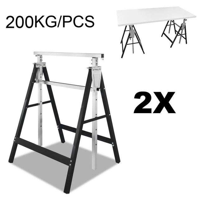2X Tréteau d'échafaudage Chevalet de travail Chevalet métallique 200kg réglable en hauteur 7 fois